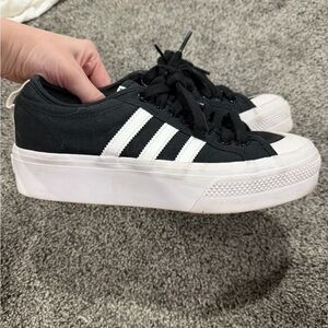 Adidas Women's Black and White Platform Sneakers